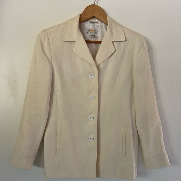 TALBOTS WOMEN IRISH LINEN CREAM JACKET - Picture 2 of 16